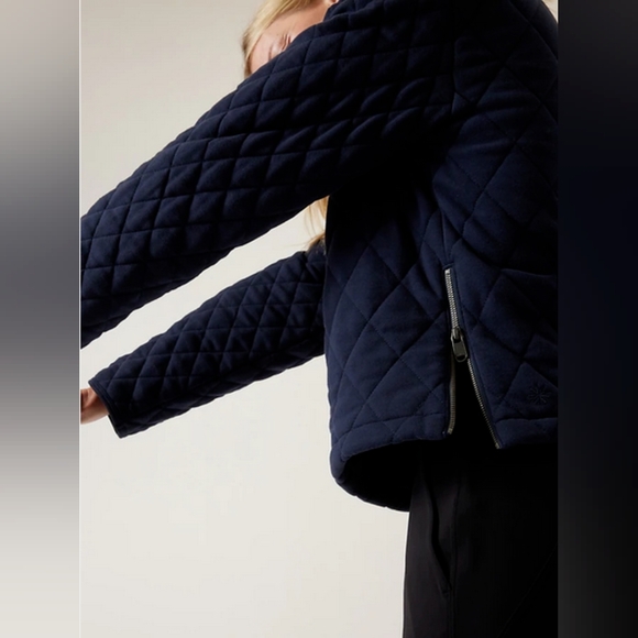 Athleta  Retroplush Quilted Crewneck Navy Blue  Sweatshirt. XL   V-GRK - Picture 2 of 11